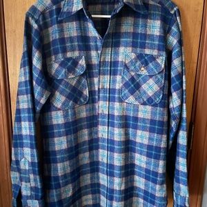Pendleton Blue wool Plaid Men's Shirt